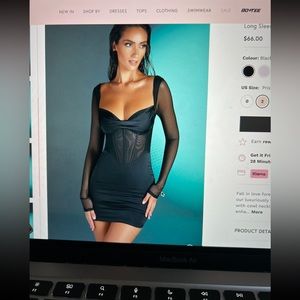 Black Long Sleeve Mesh Dress